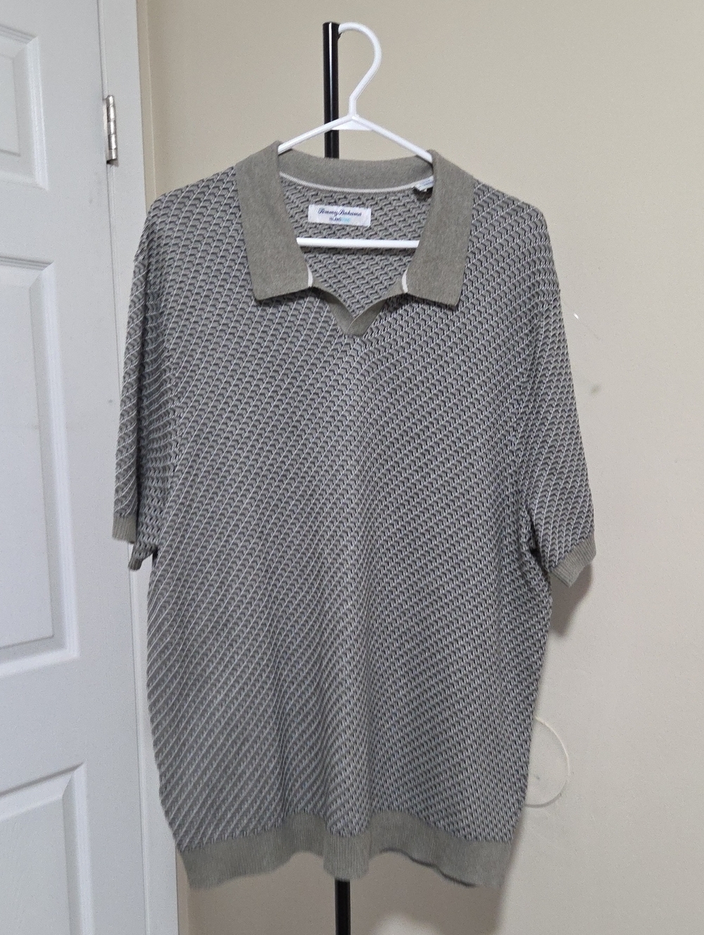 Tommy Bahama Cotton Blend Textured Knit Polo - Gray
